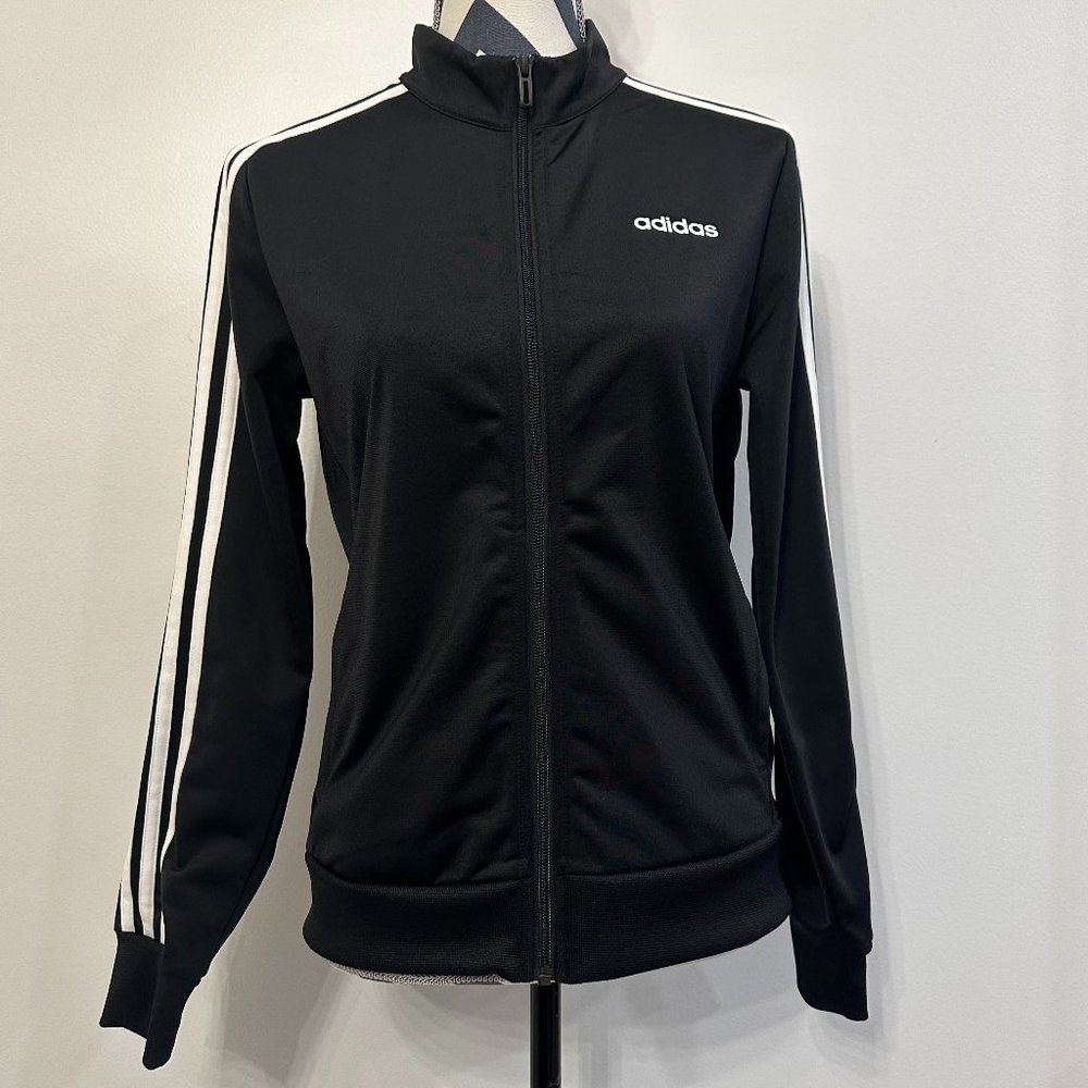 Adidas Black and White Zip Up Track Jacket